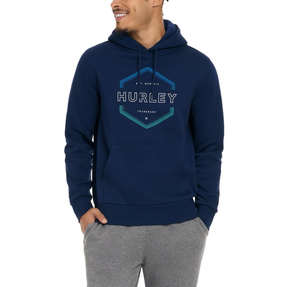 NWT Hurley Men’s Cotton Blend Graphic Hoodie (blue)